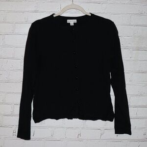 🖤✨ Studio Works Petite Black Button‑Down Sweater · Women’s Petite Medium ·